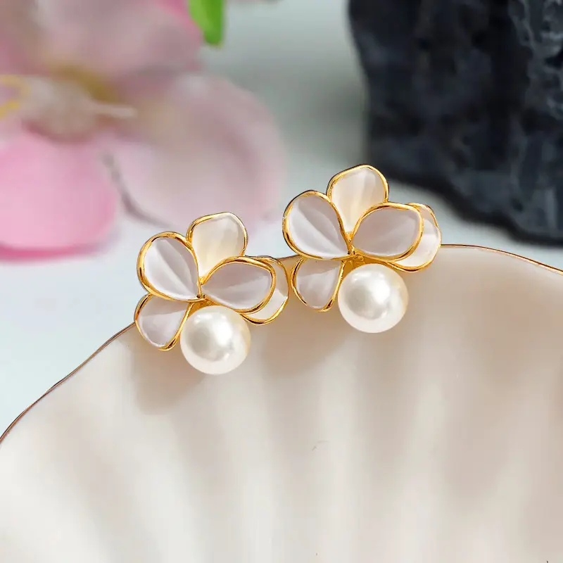 Butterfly Pearl Earrings Gold Plated White Pearl - Image 6