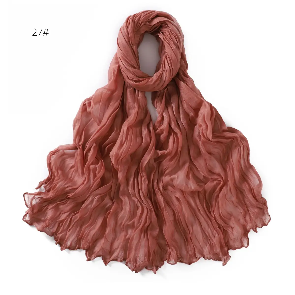 Brown Silk Scarf for Women, 3#, Wrinkle-Free, Lightweight — feature 37