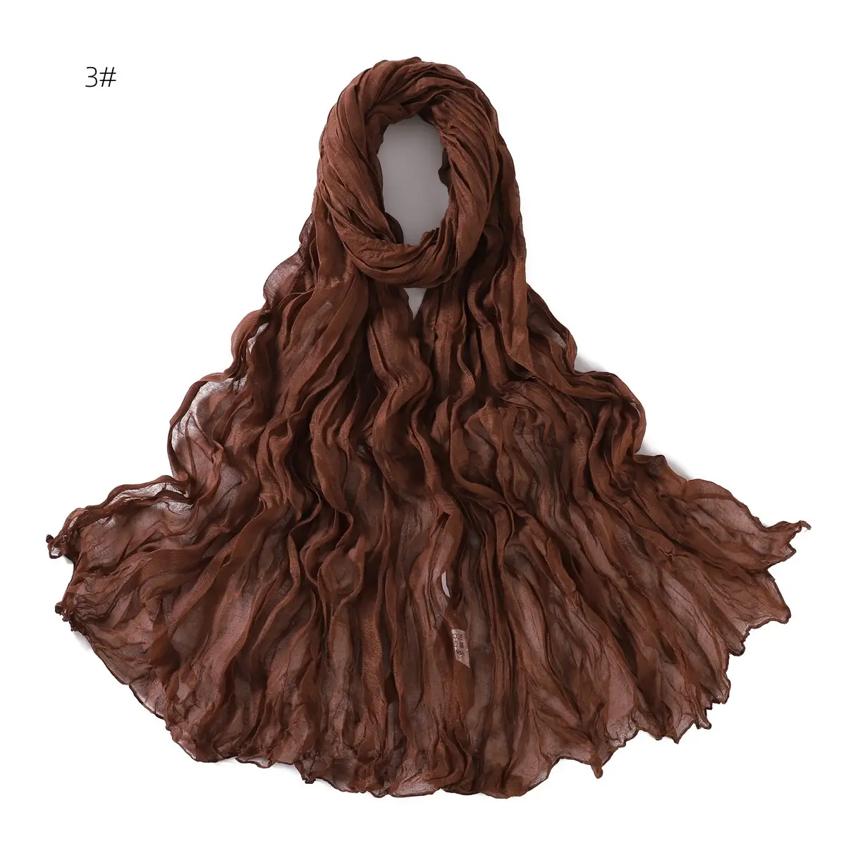 Brown Silk Scarf for Women, 3#, Wrinkle-Free, Lightweight - Image 4