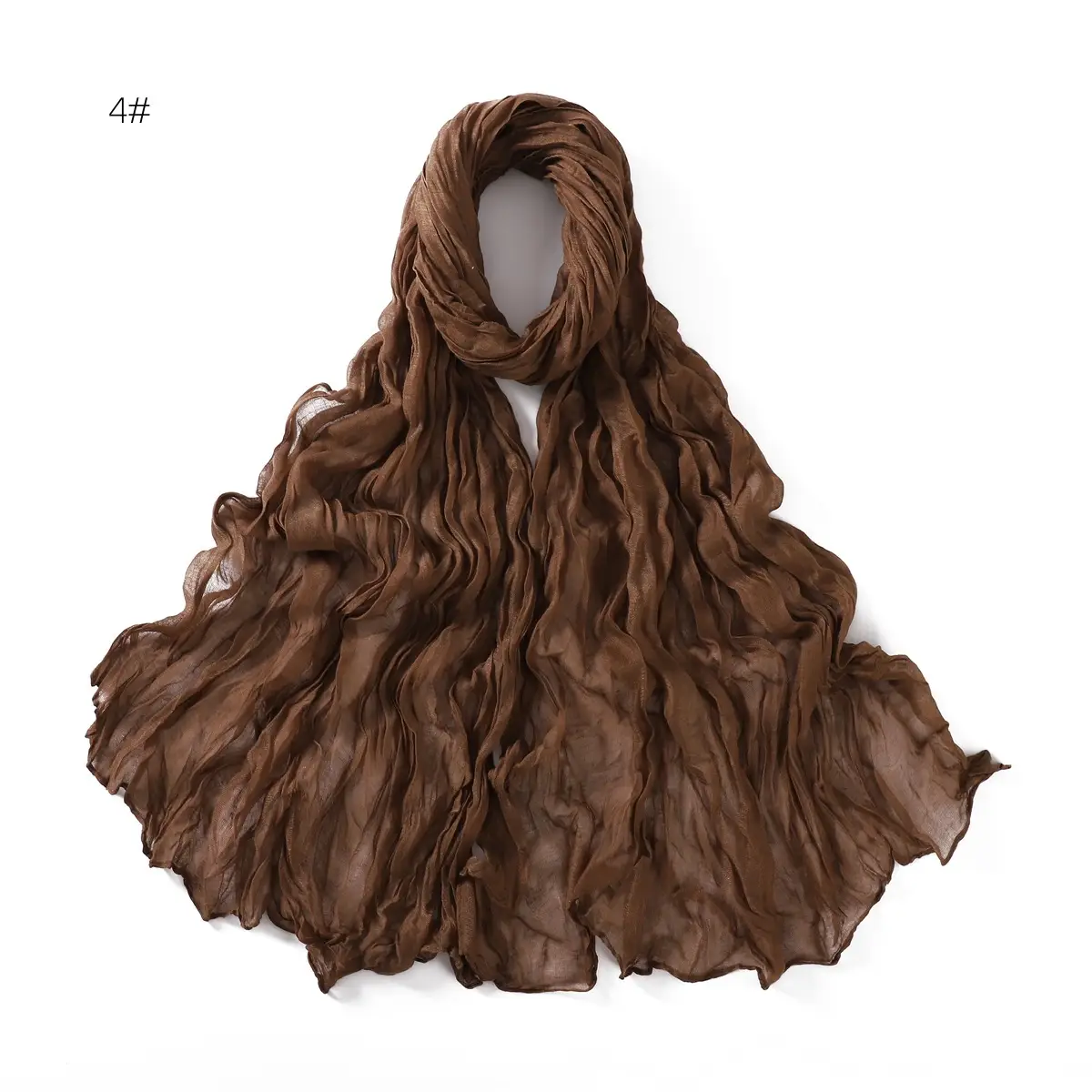 Brown Silk Scarf for Women, 3#, Wrinkle-Free, Lightweight - Image 5