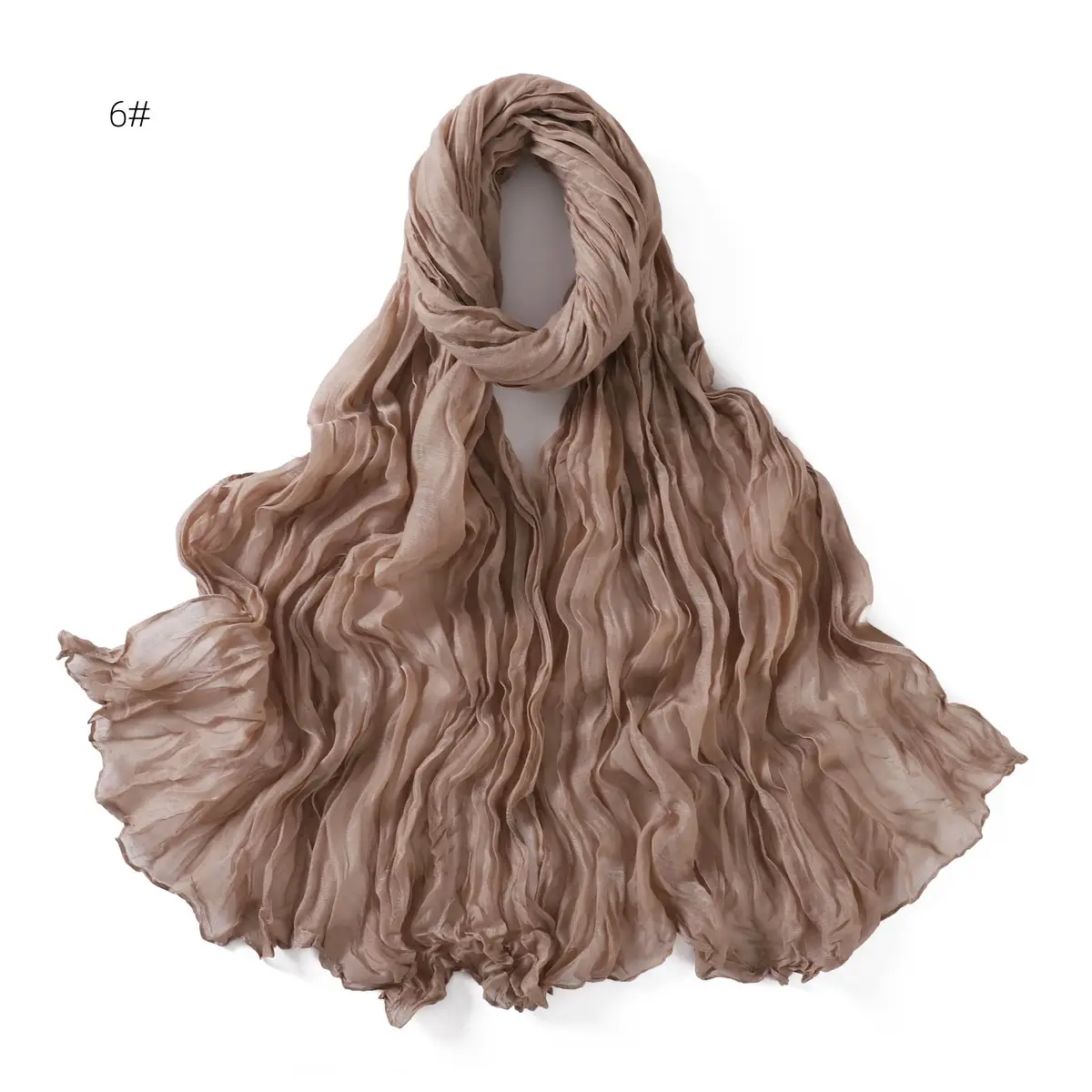 Brown Silk Scarf for Women, 3#, Wrinkle-Free, Lightweight - Image 7
