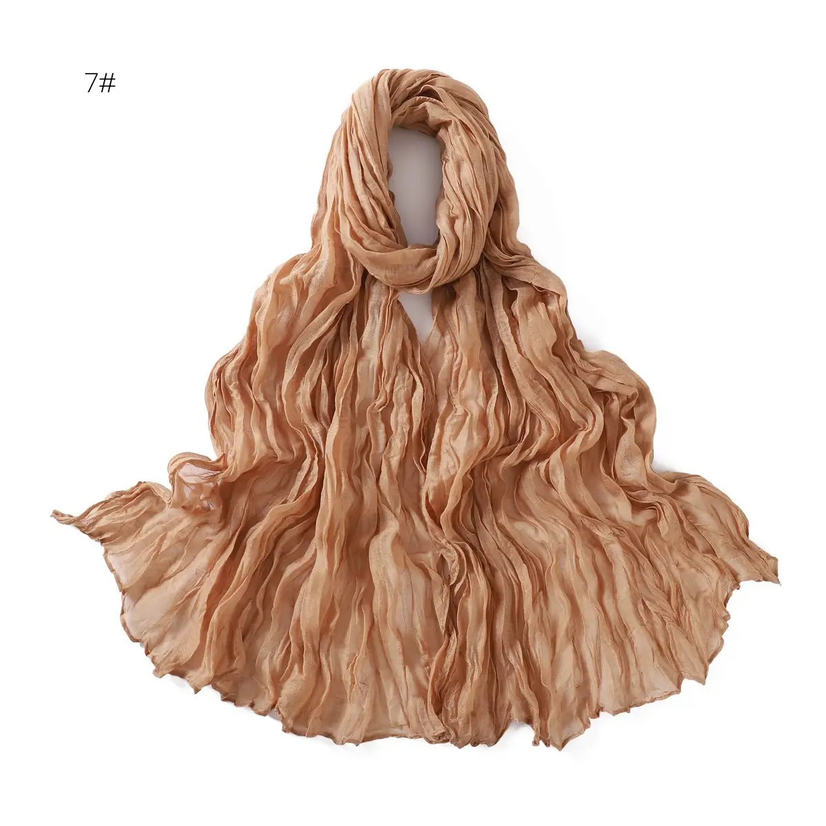 Brown Silk Scarf for Women, 3#, Wrinkle-Free, Lightweight - Image 8