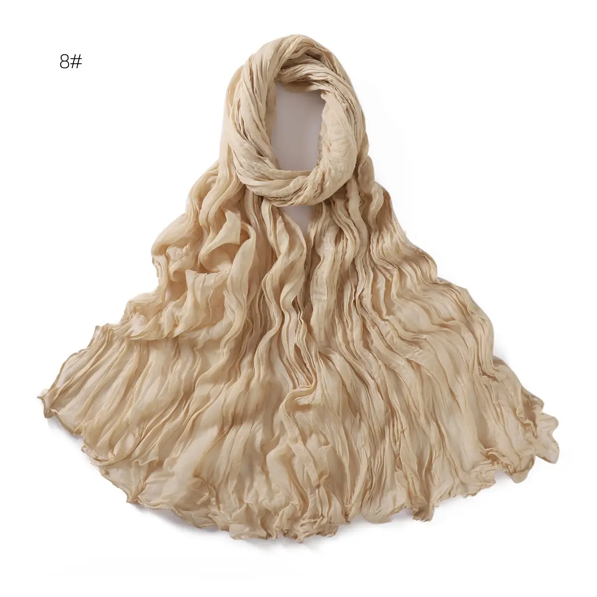 Brown Silk Scarf for Women, 3#, Wrinkle-Free, Lightweight - Image 9