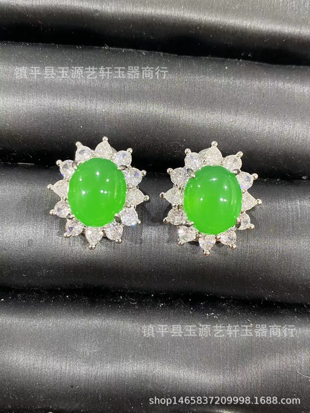 Green Chalcedony Earrings with Agate Jade Egg Design — feature 3