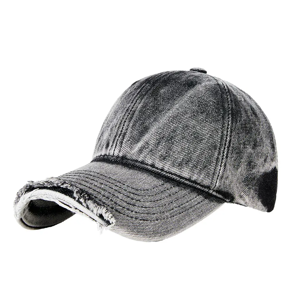 Men's Washed Denim Cap Beige Baseball Adjustable Metal Cap - Image 11
