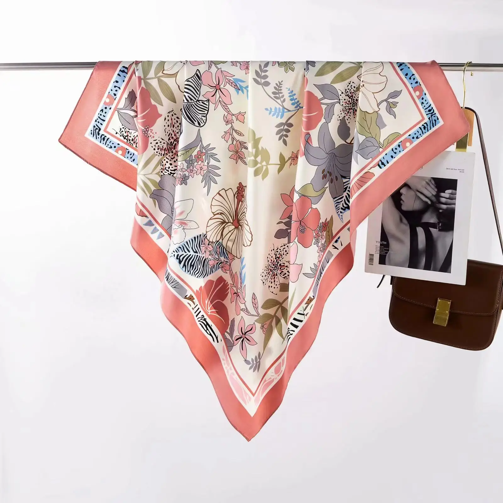 New European Printed Silk Scarf 90cm Large — feature 3