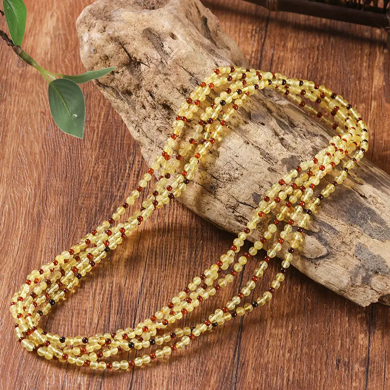 Natural Baltic Amber Multi-Circle Bracelet with Colorful Beads - Image 4