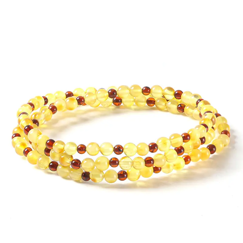 Natural Baltic Amber Multi-Circle Bracelet with Colorful Beads - Image 5