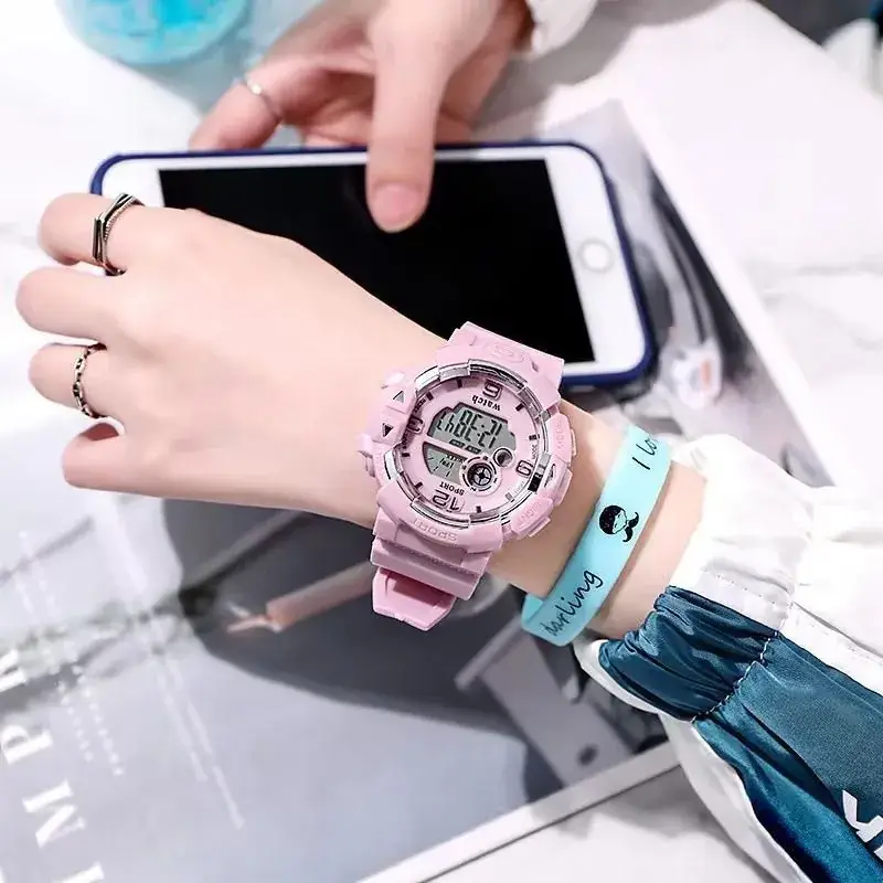 Pink Digital Watch for Girls Boys Sports Wear