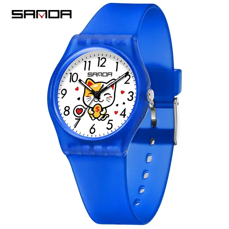 Sanda Cartoon Lucky Cat Waterproof Kids Watches - Image 3