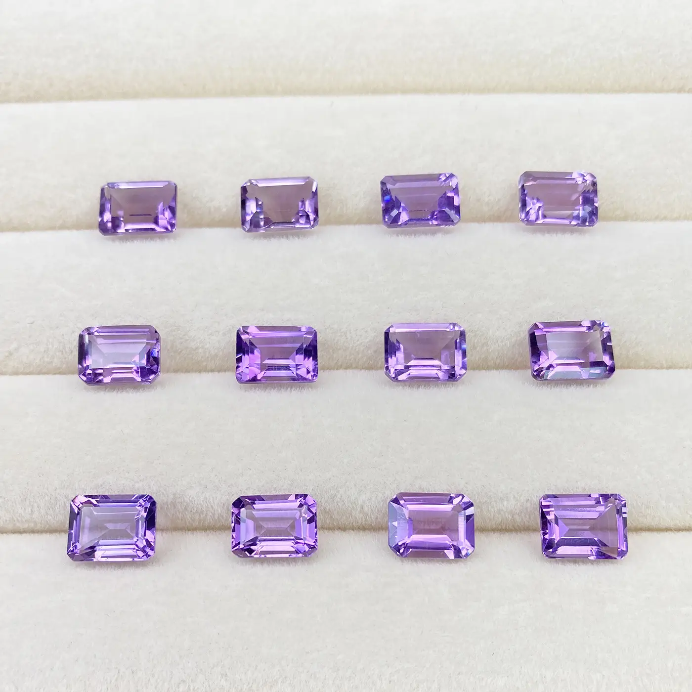 Natural Amethyst Ring Surface Small Octagonal Chamfered Stones - Image 2