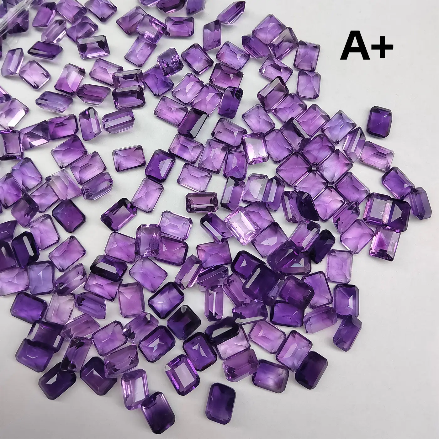 Natural Amethyst Ring Surface Small Octagonal Chamfered Stones — feature 10