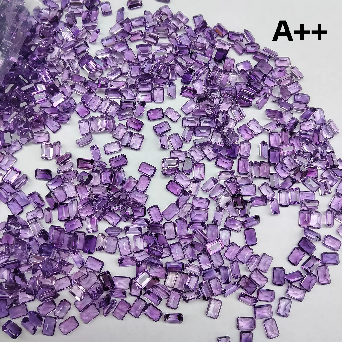 Natural Amethyst Ring Surface Small Octagonal Chamfered Stones — feature 12