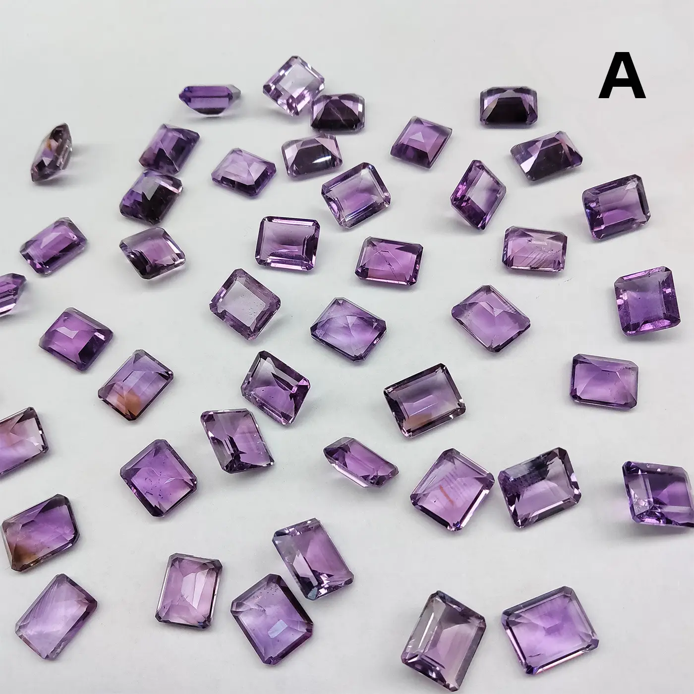 Natural Amethyst Ring Surface Small Octagonal Chamfered Stones — feature 8