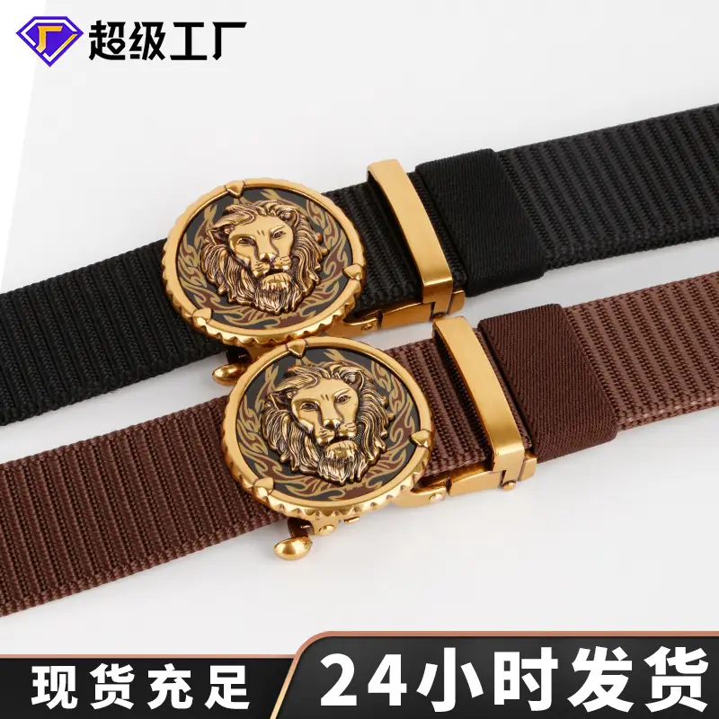 Men's Automatic Buckle Belt with Gold Plated Teeth