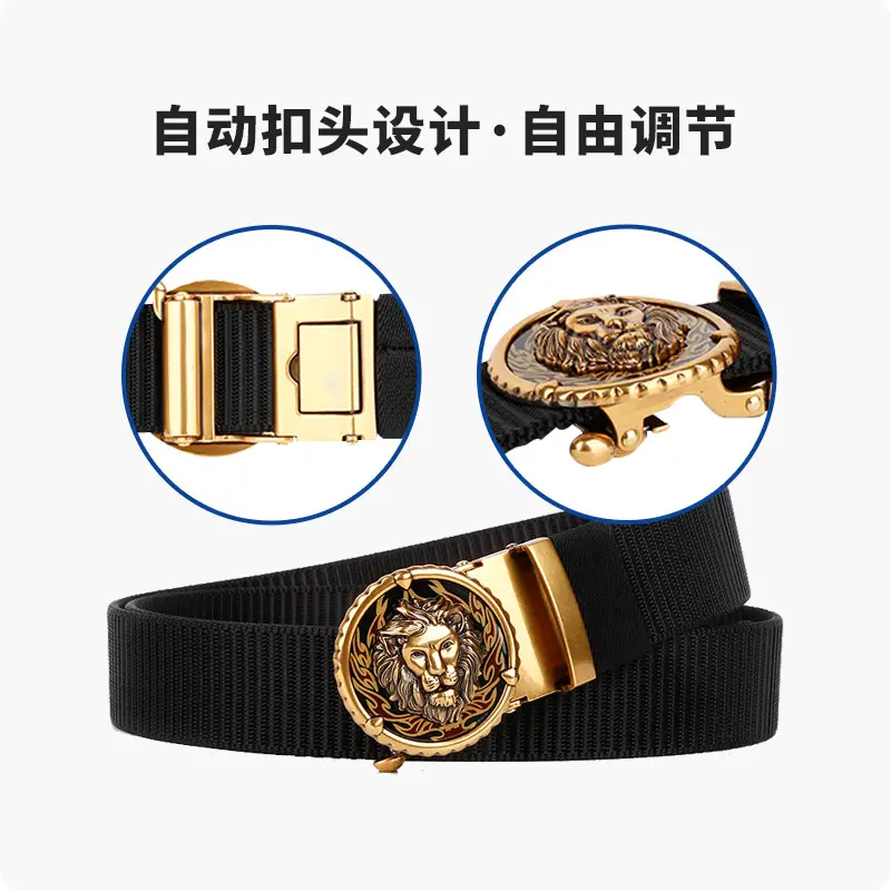 Men's Automatic Buckle Belt with Gold Plated Teeth