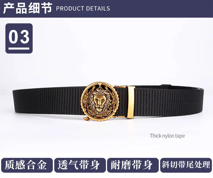 Men's Automatic Buckle Belt with Gold Plated Teeth — feature 10