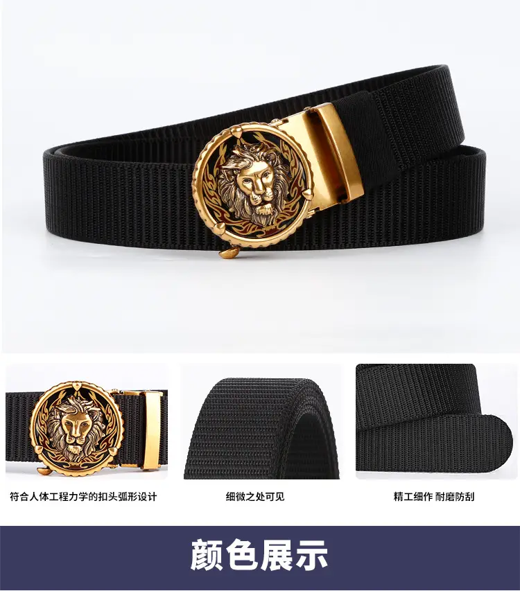 Men's Automatic Buckle Belt with Gold Plated Teeth — feature 11