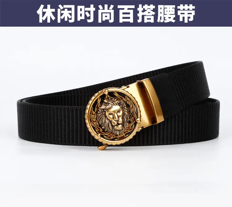 Men's Automatic Buckle Belt with Gold Plated Teeth — feature 5