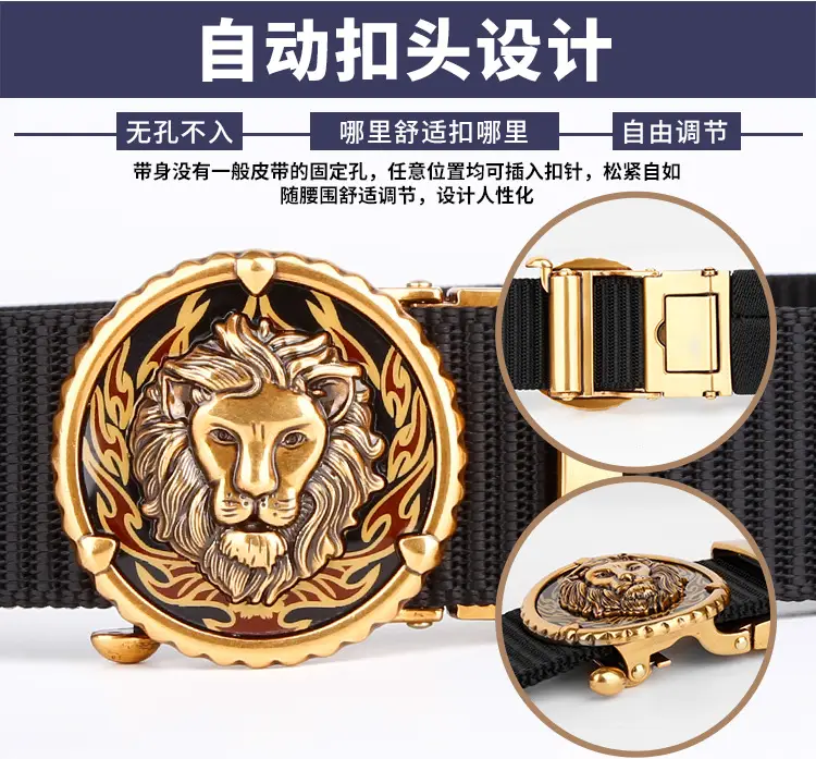 Men's Automatic Buckle Belt with Gold Plated Teeth — feature 6