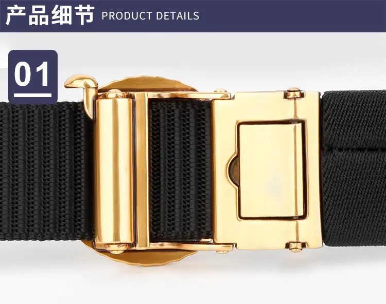 Men's Automatic Buckle Belt with Gold Plated Teeth — feature 8