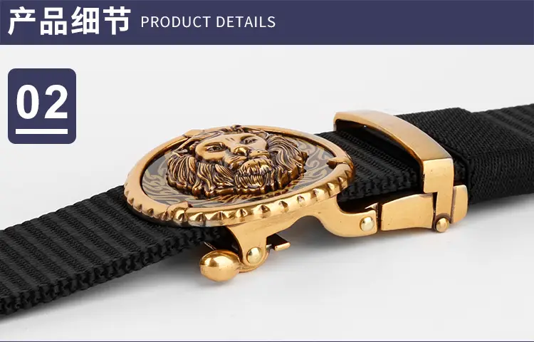 Men's Automatic Buckle Belt with Gold Plated Teeth — feature 9