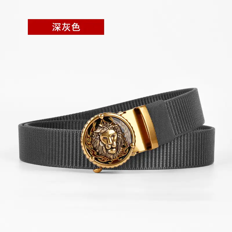 Men's Automatic Buckle Belt with Gold Plated Teeth