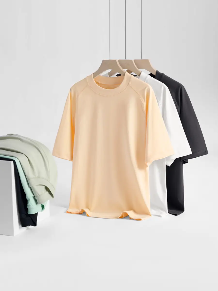 Men Ice Cotton T-Shirt Light Mint Loose Summer - Image 8