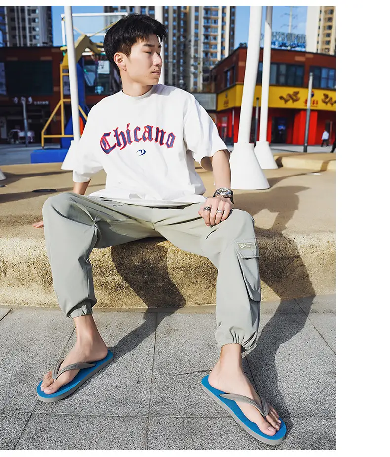 Men Blue Strap Casual Flip Flops Cross-border Plus Size — feature 9