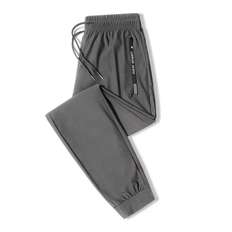 Men Black Nylon Ice Silk Ankle Tied Pants - Image 3