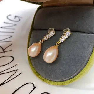 Freshwater Pearl Earrings Niche Design Silver - Image 2