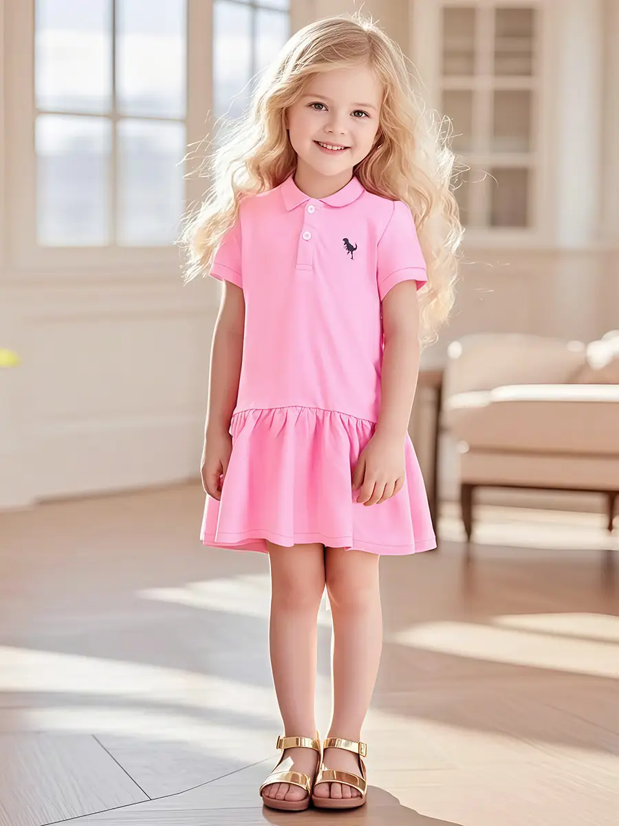 Little Girl Navy Blue Cotton Princess Dress Summer - Image 3