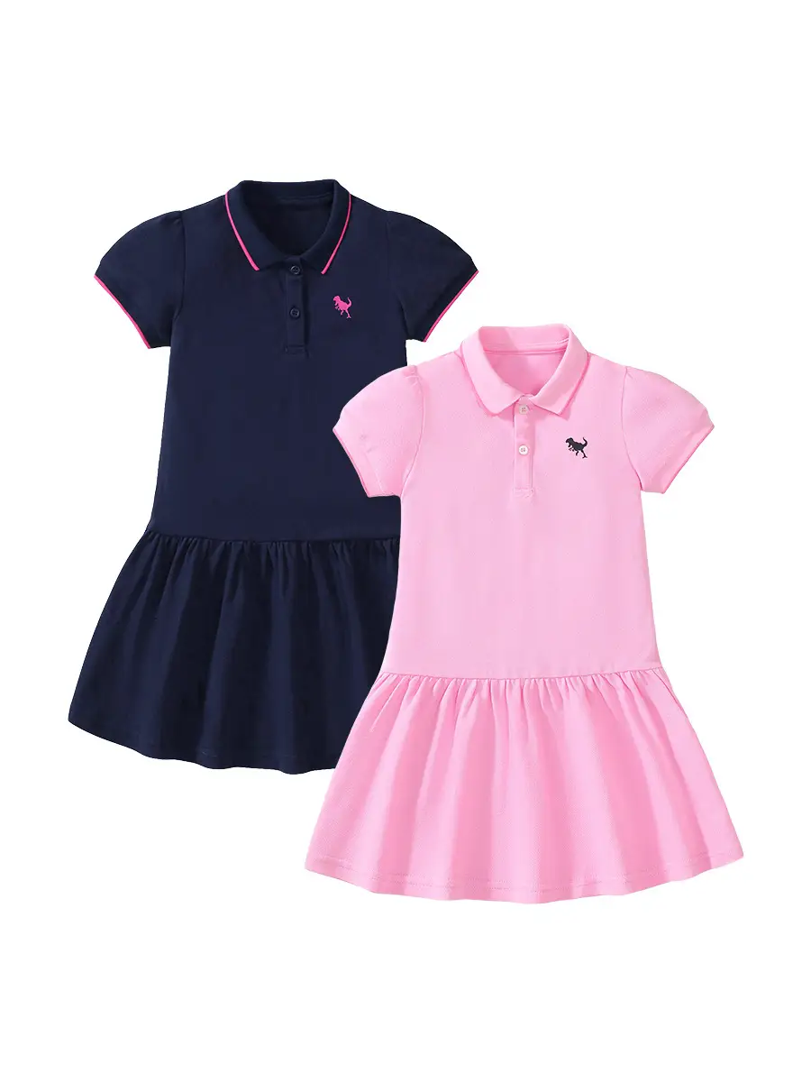 Little Girl Navy Blue Cotton Princess Dress Summer - Image 6