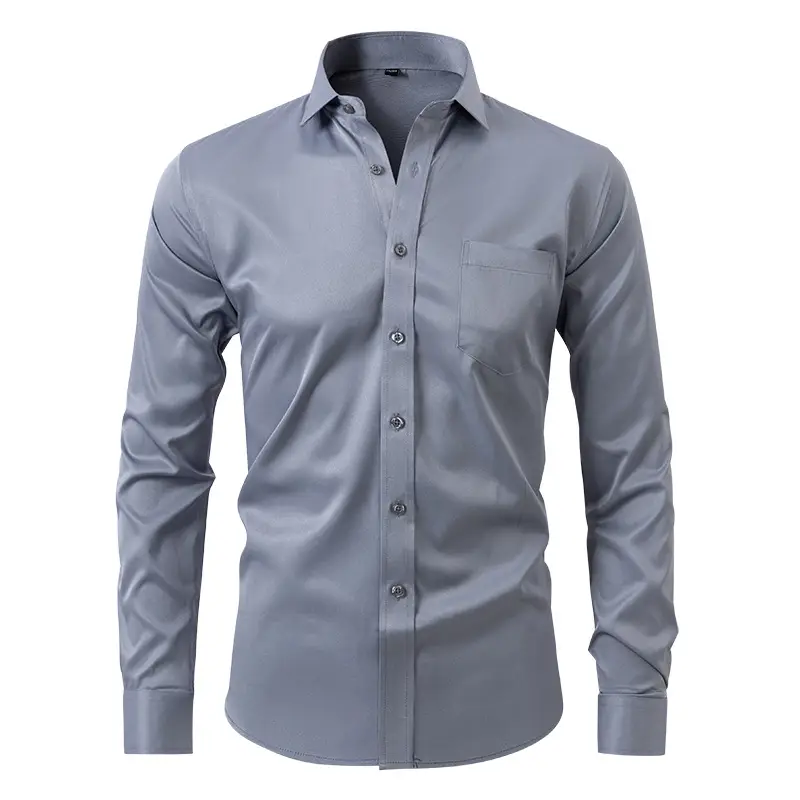 Men's Blue Slim Fit Long Sleeve Shirt - Image 18