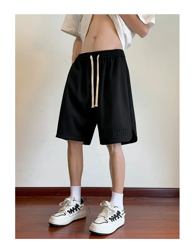 Men's Black Red Trim Ice Silk Shorts Large — feature 12