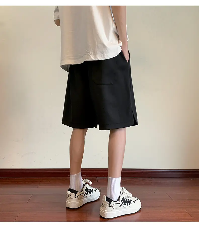 Men's Black Red Trim Ice Silk Shorts Large — feature 13