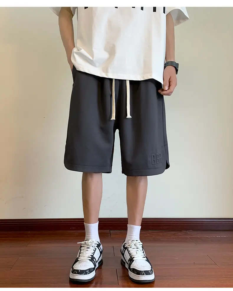Men's Black Red Trim Ice Silk Shorts Large — feature 15