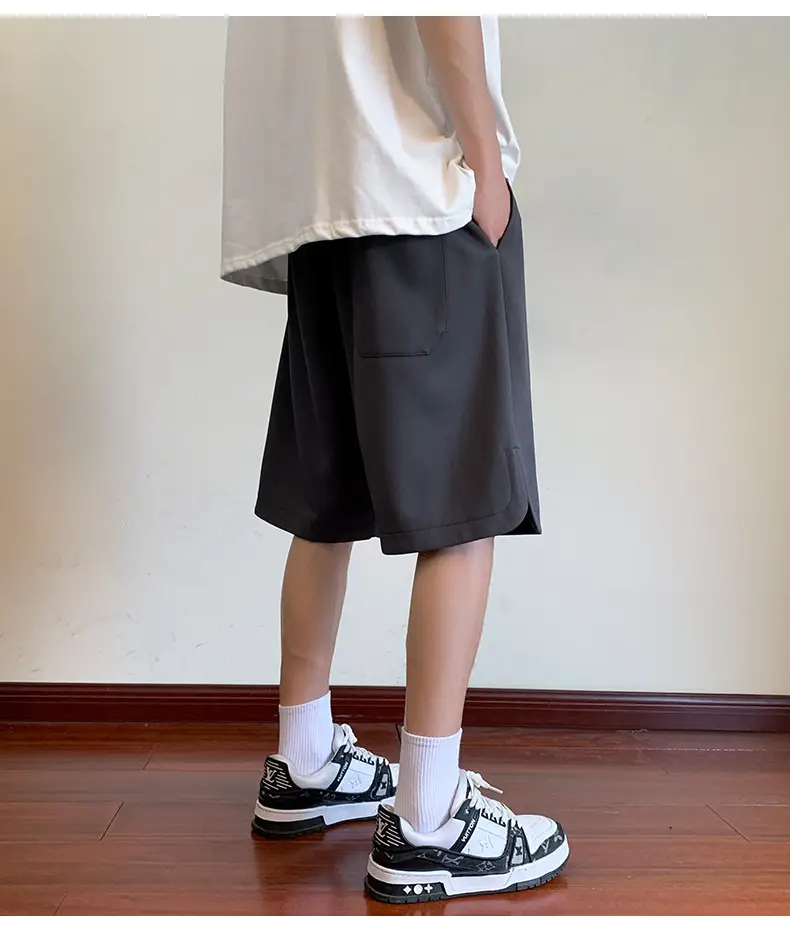 Men's Black Red Trim Ice Silk Shorts Large — feature 16