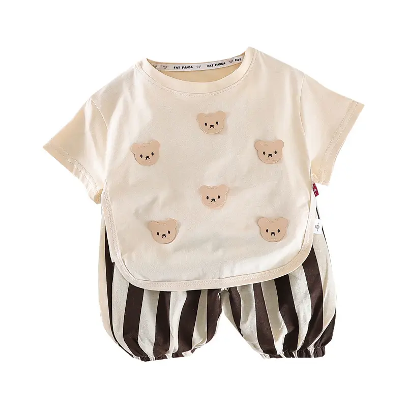 Baby Boy Bear Embroidered 2Pc Summer Suit