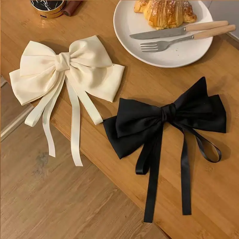 Women's Elegant Pink Bow Hairpin with Satin Ribbon