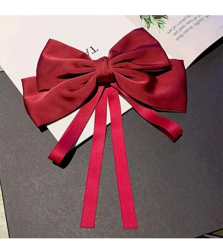 Women's Elegant Pink Bow Hairpin with Satin Ribbon — feature 2