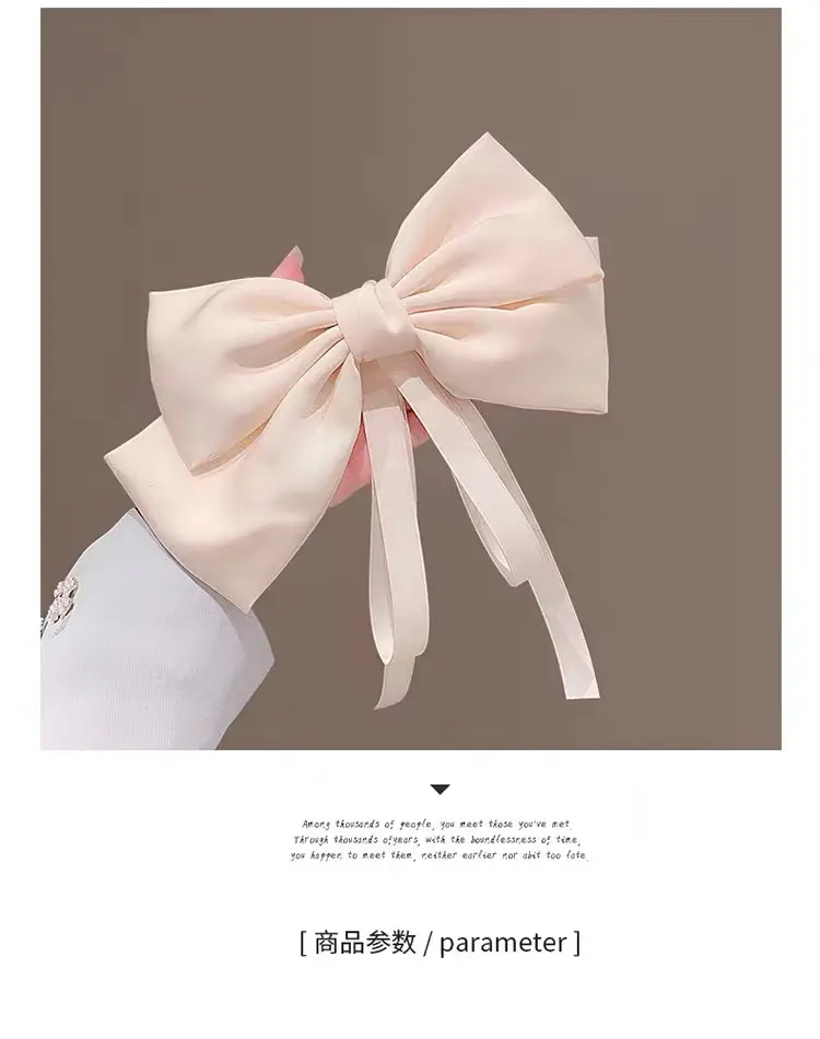 Women's Elegant Pink Bow Hairpin with Satin Ribbon — feature 5