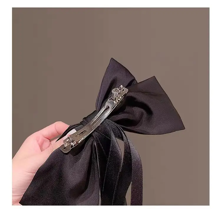 Women's Elegant Pink Bow Hairpin with Satin Ribbon — feature 7