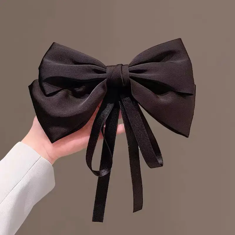 FJ014-1# Black bow ribbon spring clip