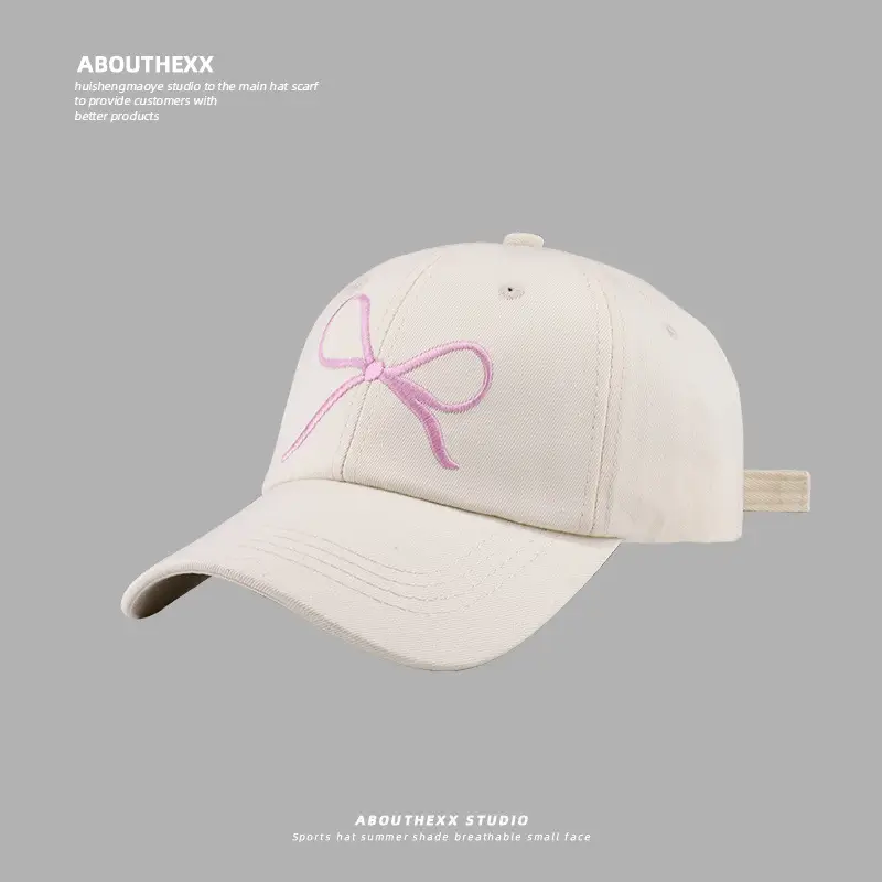 Women's Embroidered Pink Bow Baseball Cap — feature 11