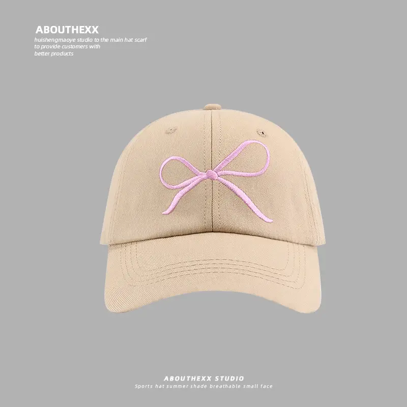 Women's Embroidered Pink Bow Baseball Cap