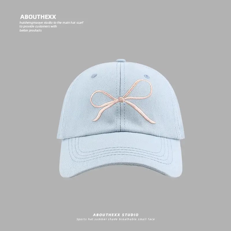 Women's Embroidered Pink Bow Baseball Cap — feature 8