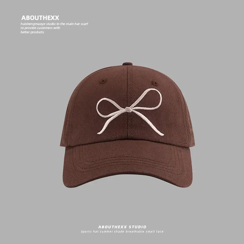 Women's Embroidered Pink Bow Baseball Cap