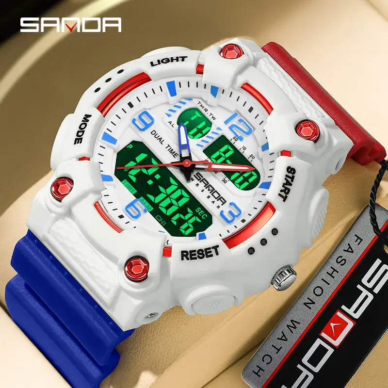 Sanda Black Multifunctional Digital Watch with Transparent Strap - Image 21