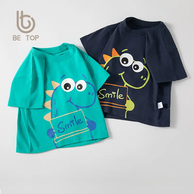 Kids T-Shirt Turquoise Smiley Cross-Border 2025 - Image 3